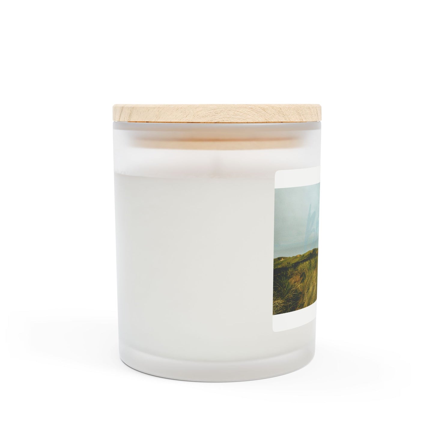 Cozy Natural 11oz Frosted Glass Candle with Scenic Design