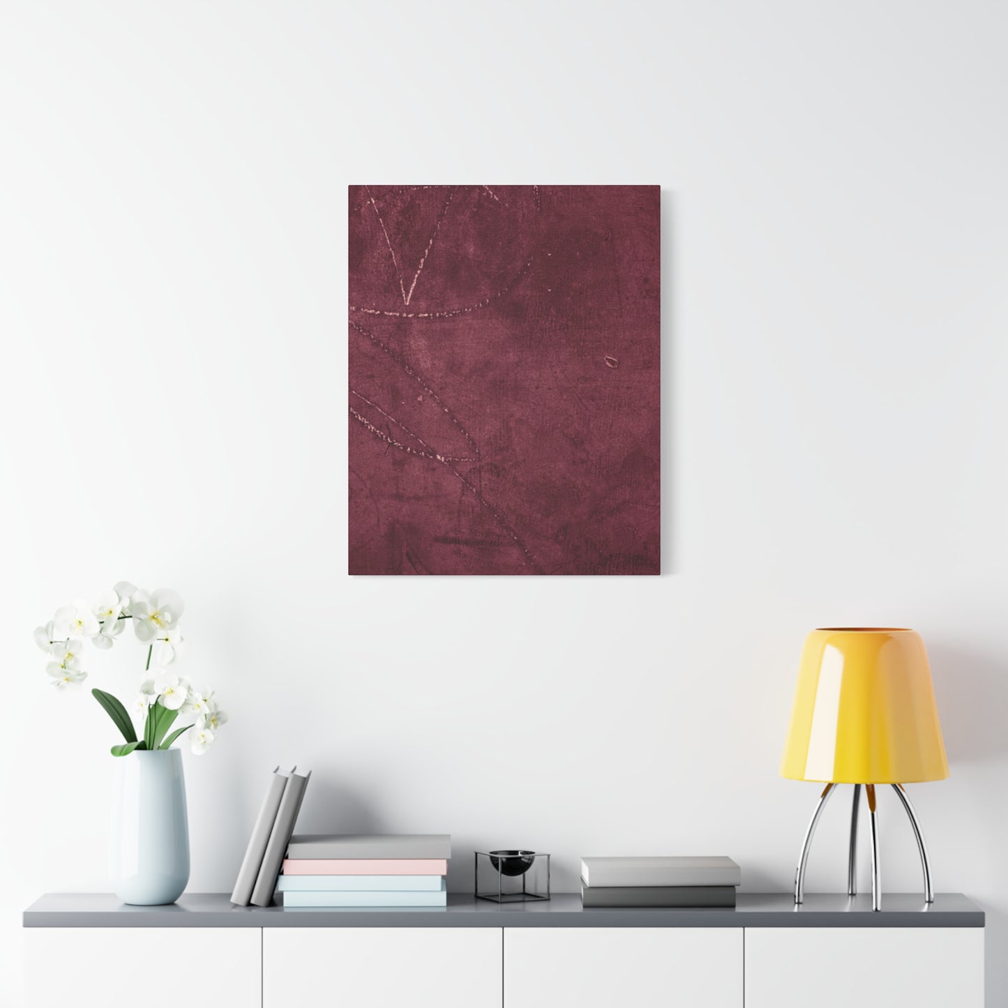 Modern Abstract Wall Art Canvas Print - Matte Burgundy Design