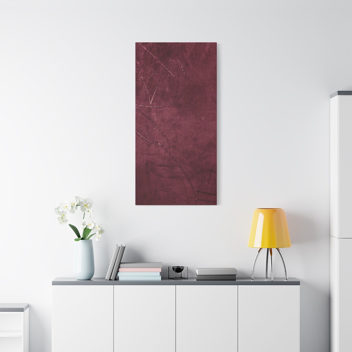 Modern Abstract Wall Art Canvas Print - Matte Burgundy Design
