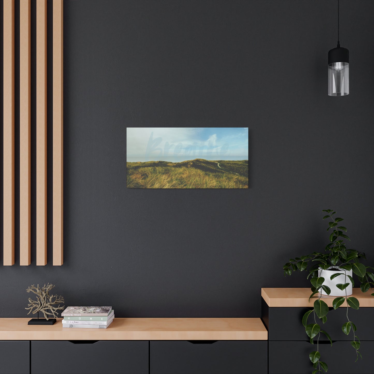Breathe Motivational Landscape Wall Art – Tranquil Nature Canvas Print for Mindfulness, Meditation, and Home Décor