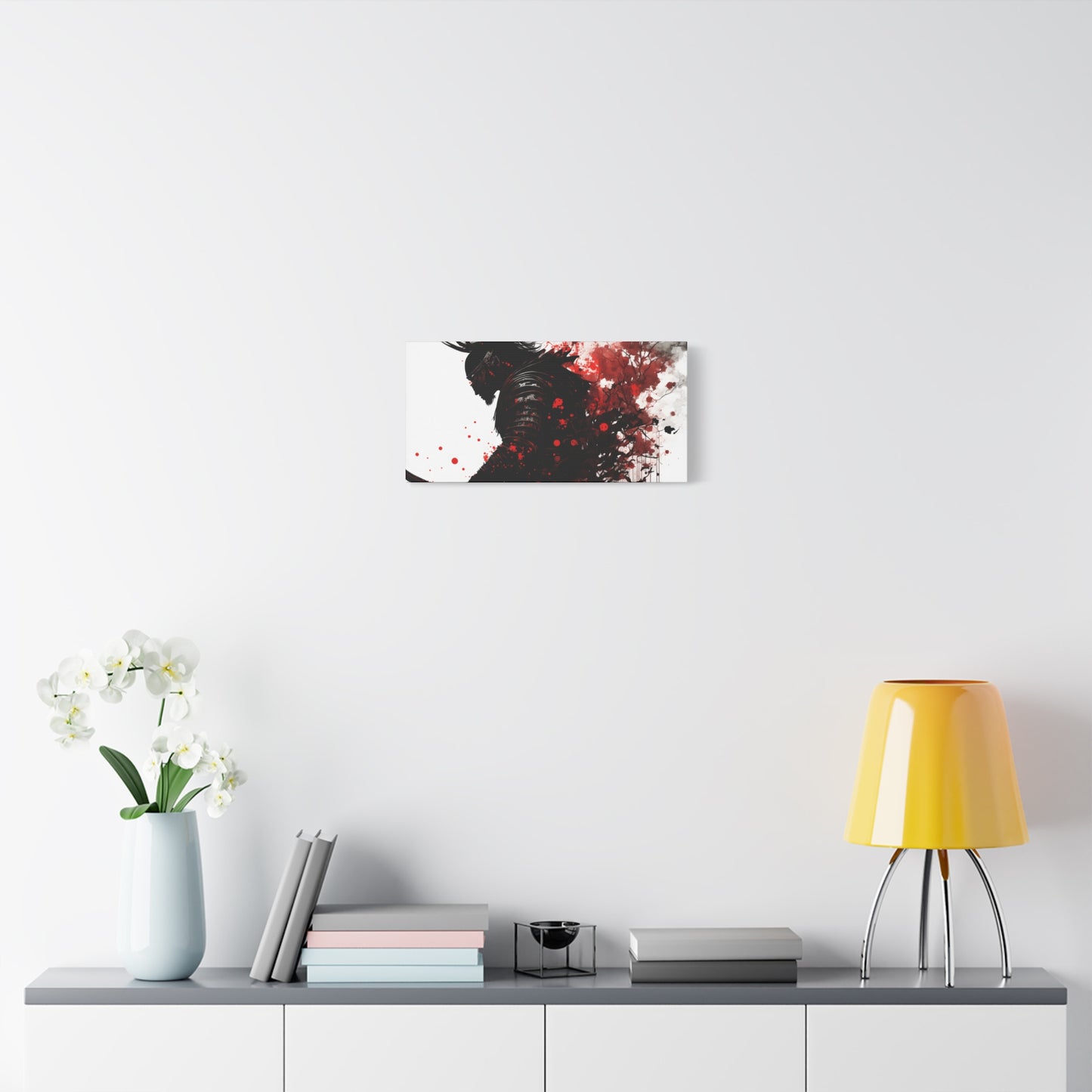 Samurai Art Canvas Print - Vibrant Red & Black Home Wall Decor