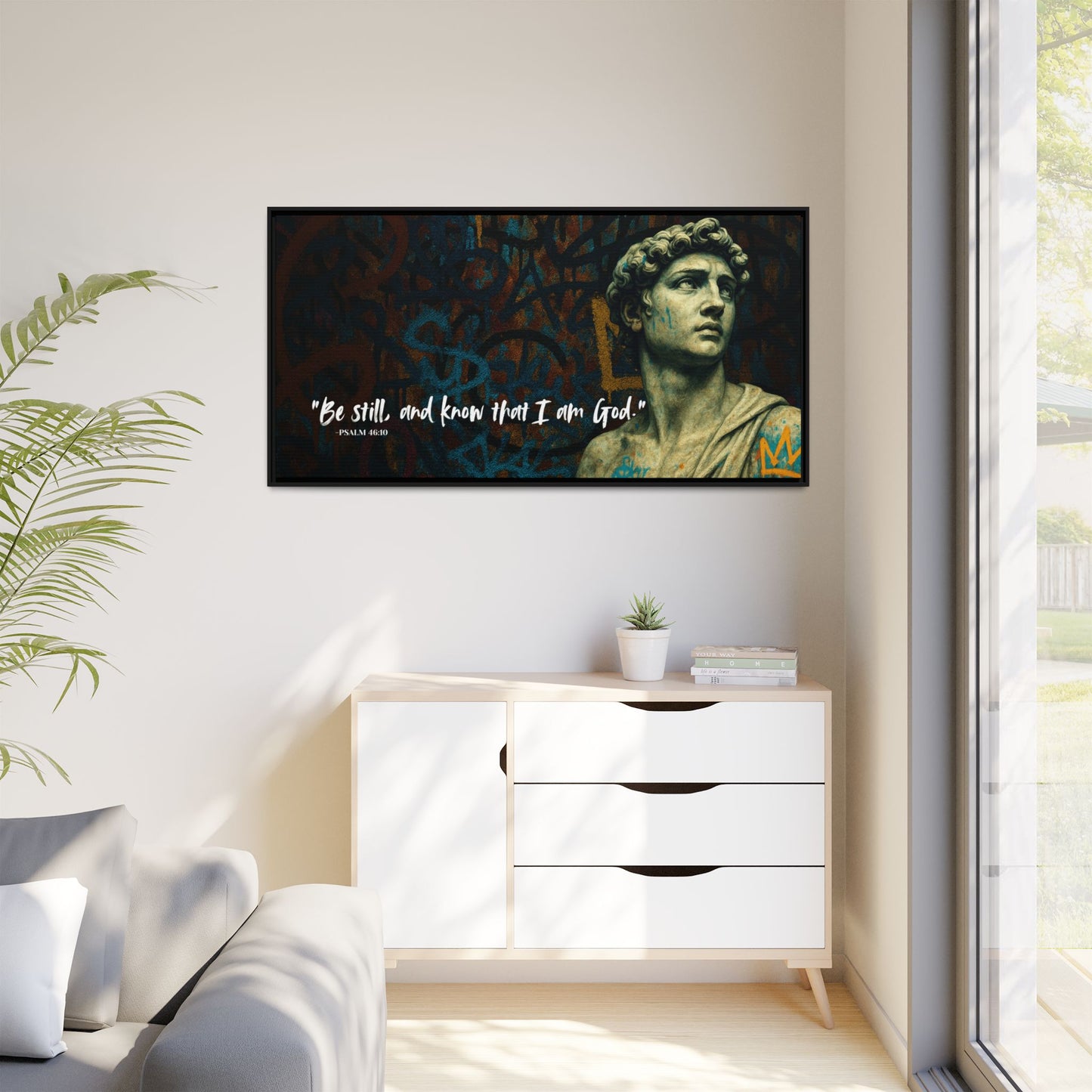 "Be Still and Know" – Psalm 46:10 Graffiti-Inspired Statue Wall Art