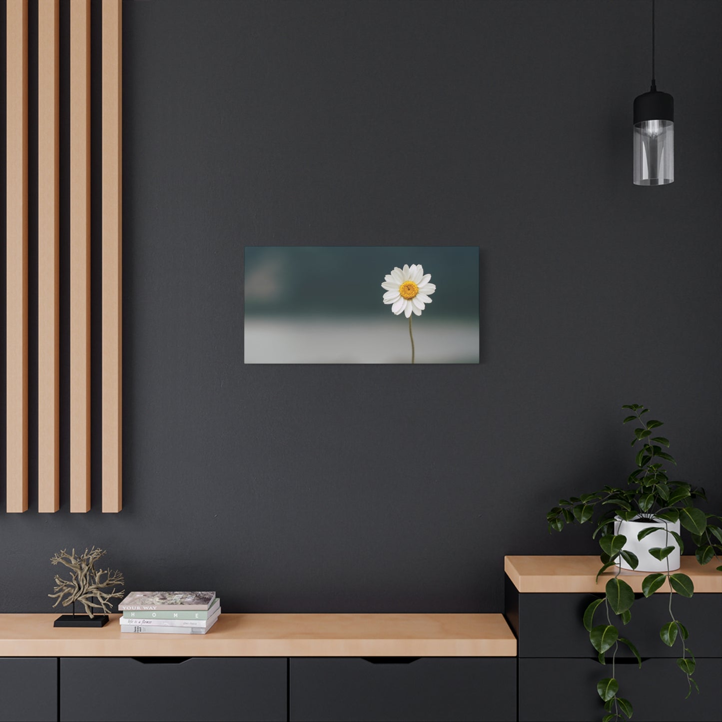 Minimalist Daisy Flower Wall Art – Peaceful Nature Photography Print on Canvas for Calm, Modern Interiors