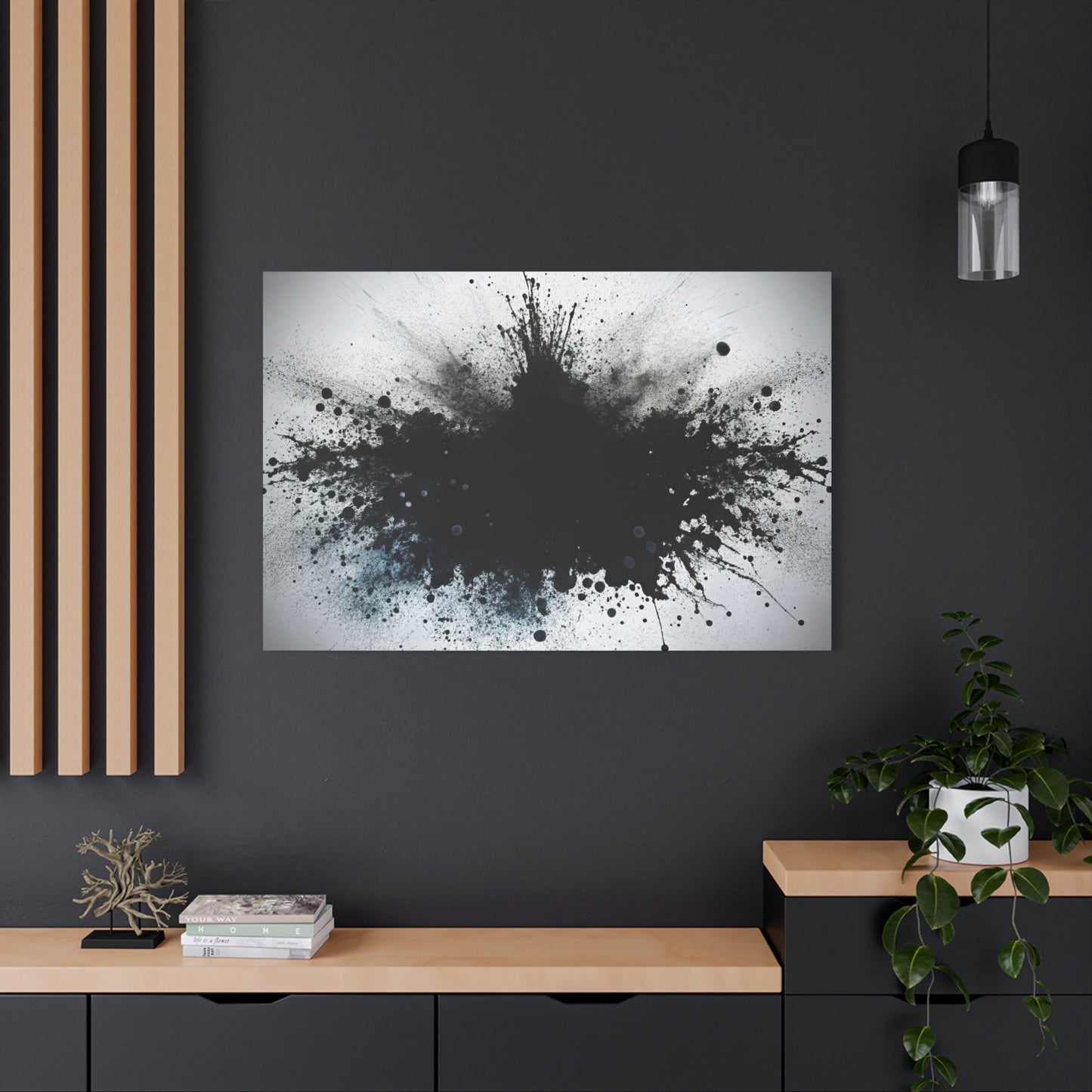 Abstract Ink Splash Wall Art, Modern Decor for Home, Office, Art Lovers, Black and White Canvas Print, Artistic Gift Idea