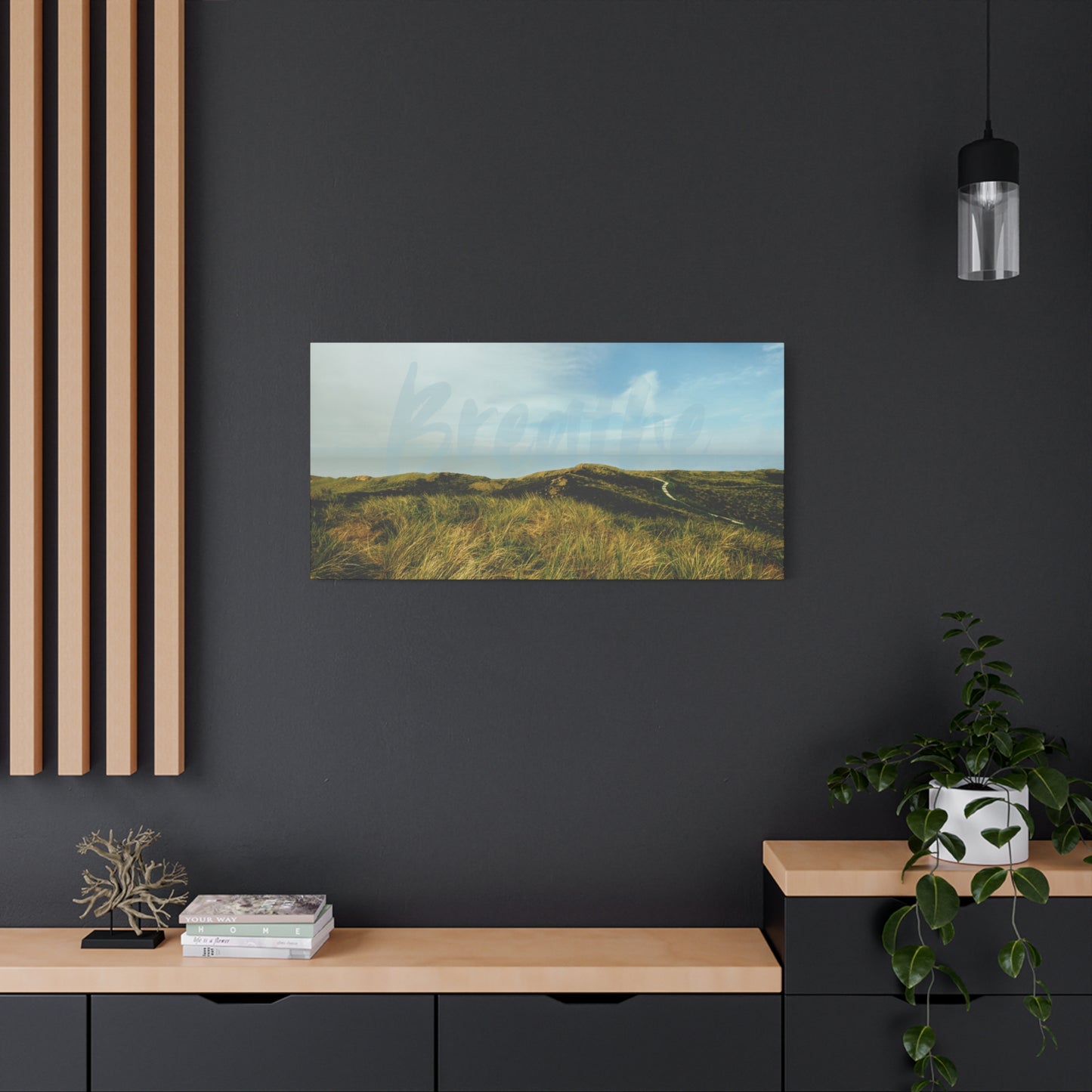 Breathe Motivational Landscape Wall Art – Tranquil Nature Canvas Print for Mindfulness, Meditation, and Home Décor