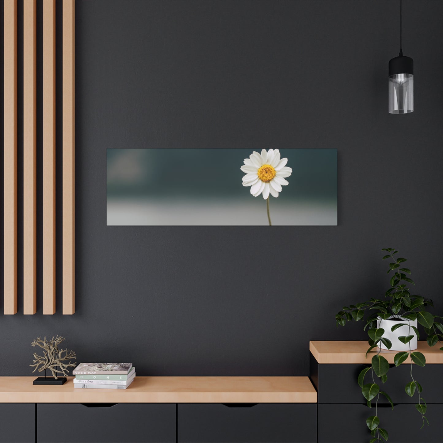 Minimalist Daisy Flower Wall Art – Peaceful Nature Photography Print on Canvas for Calm, Modern Interiors
