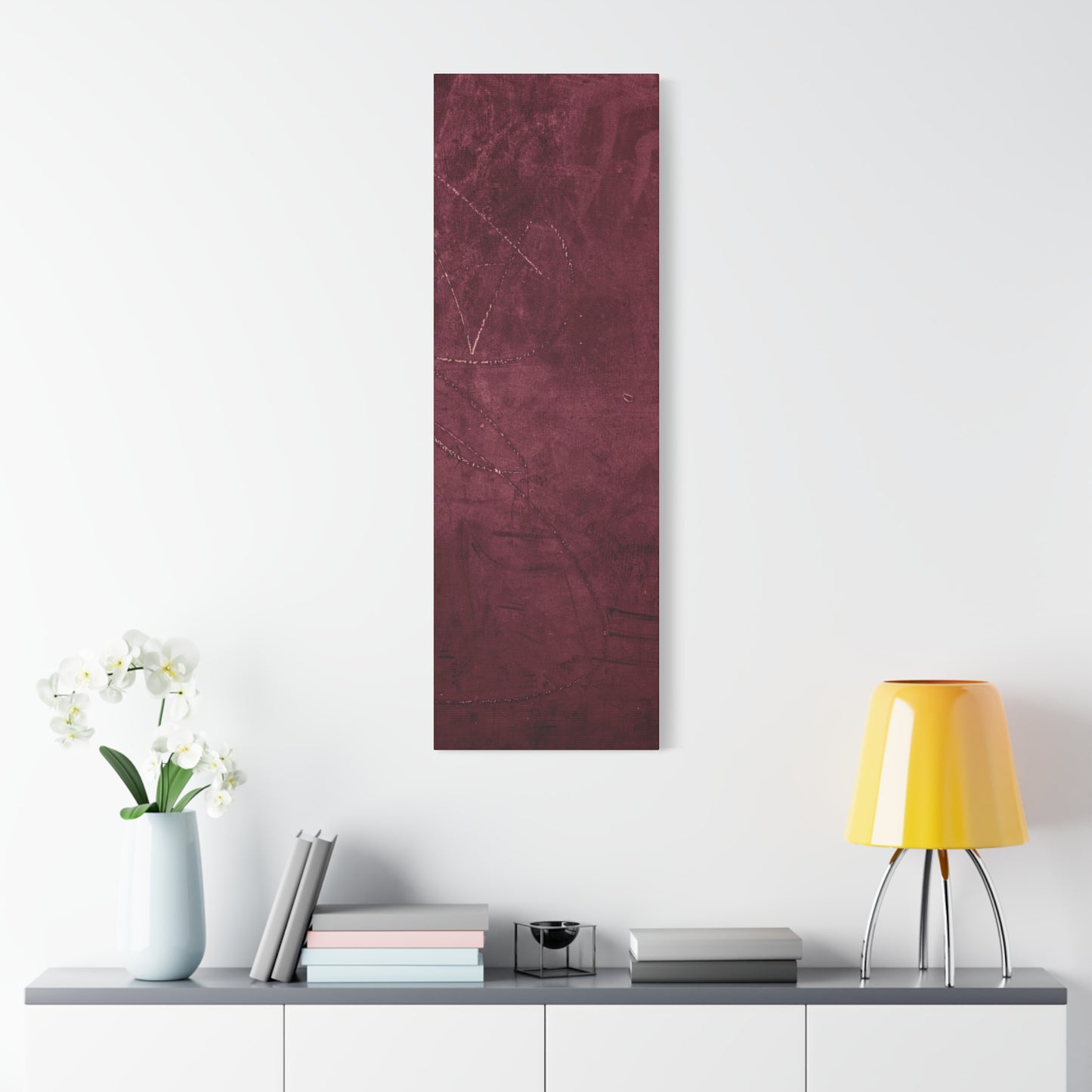 Modern Abstract Wall Art Canvas Print - Matte Burgundy Design