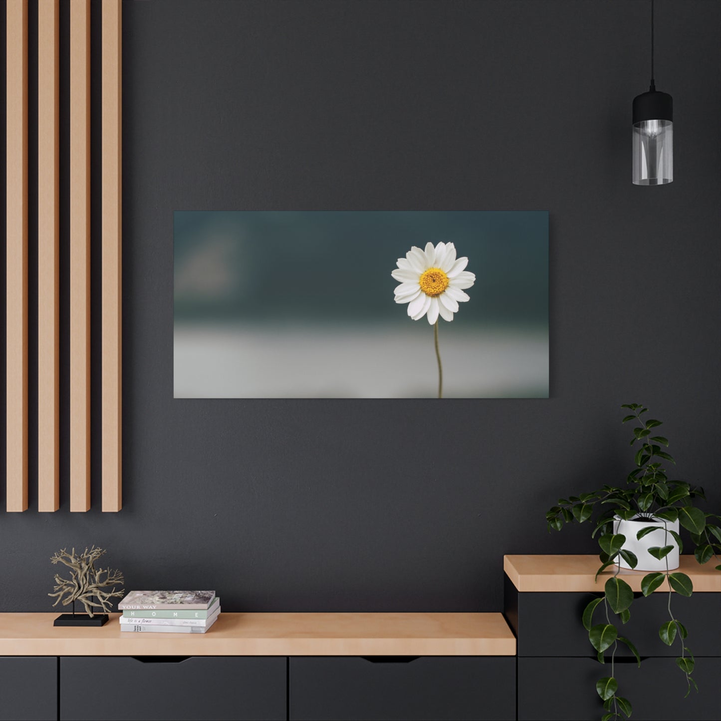 Minimalist Daisy Flower Wall Art – Peaceful Nature Photography Print on Canvas for Calm, Modern Interiors