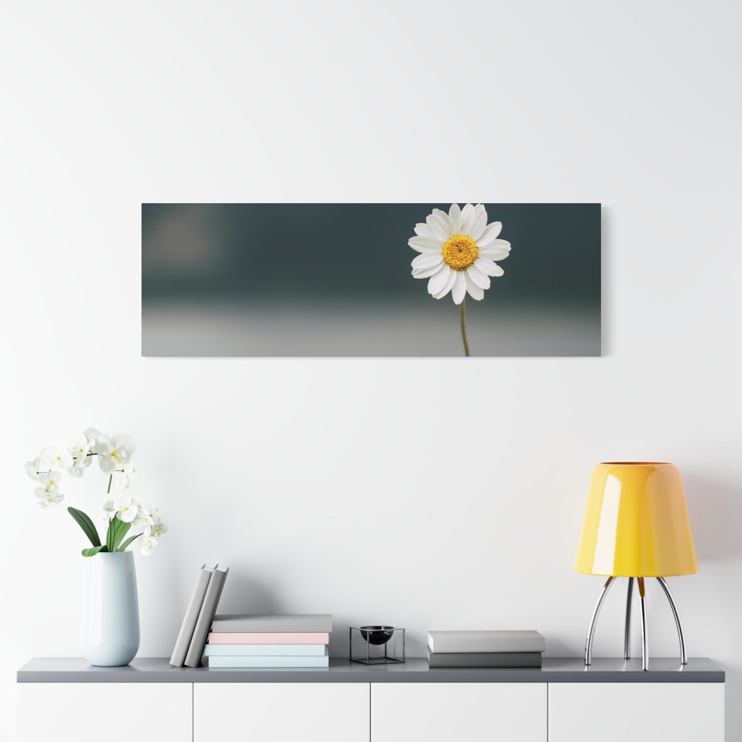 Minimalist Daisy Flower Wall Art – Peaceful Nature Photography Print on Canvas for Calm, Modern Interiors