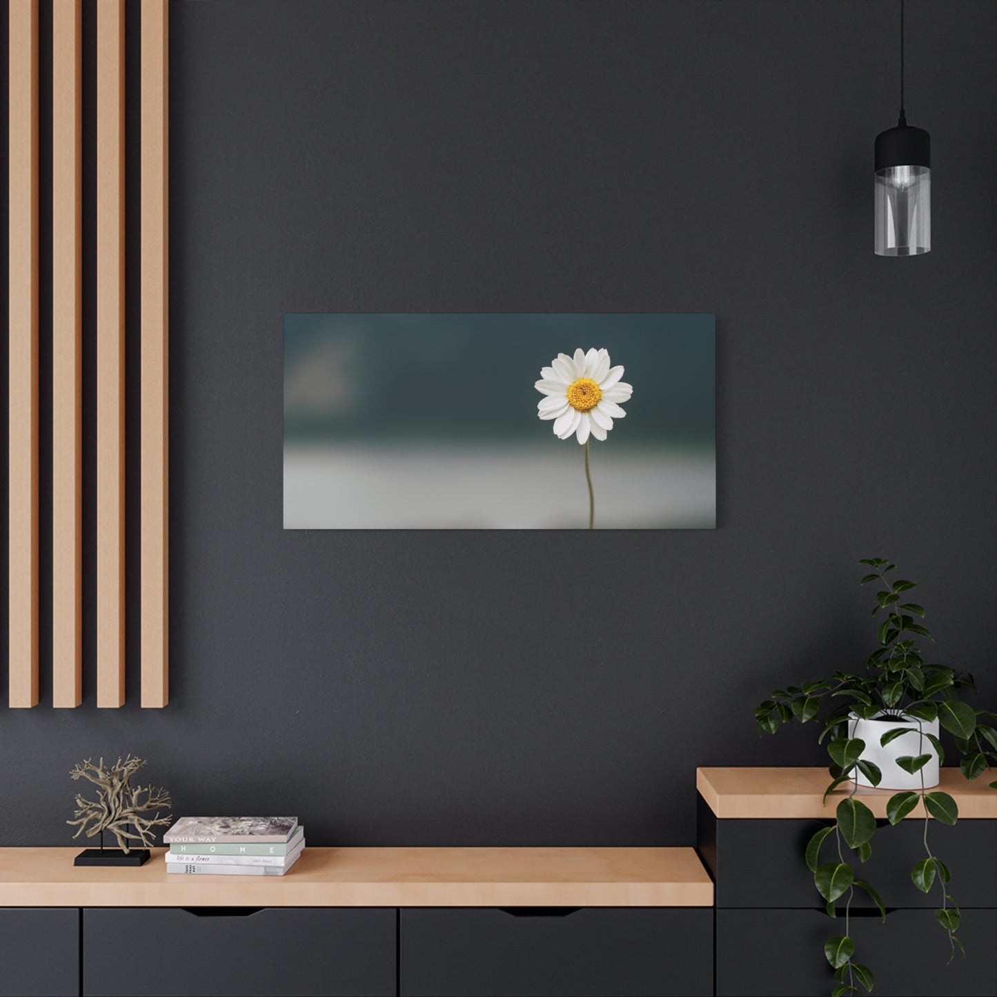 Minimalist Daisy Flower Wall Art – Peaceful Nature Photography Print on Canvas for Calm, Modern Interiors