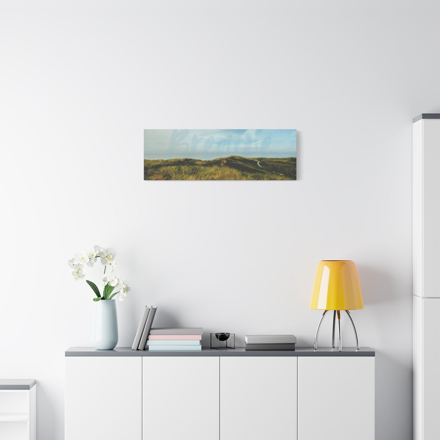 Breathe Motivational Landscape Wall Art – Tranquil Nature Canvas Print for Mindfulness, Meditation, and Home Décor