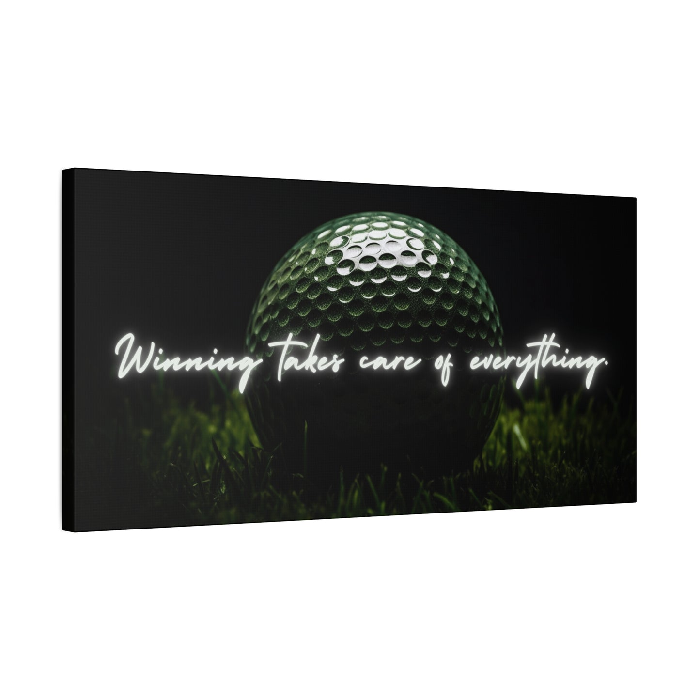 "Winning Takes Care of Everything" Golf Wall Art – Motivational Canvas Print for Golfers, Offices, or Man Caves