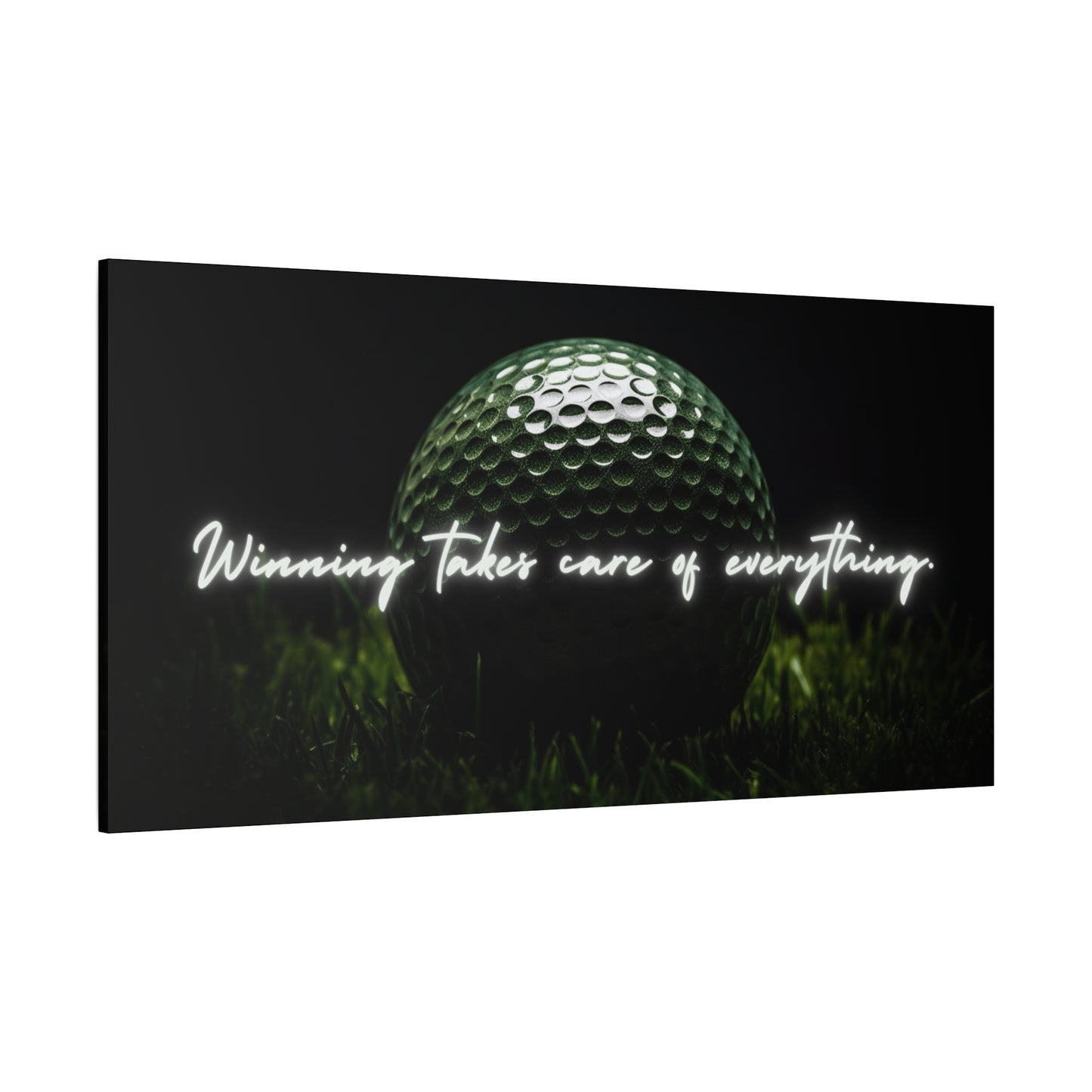 "Winning Takes Care of Everything" Golf Wall Art – Motivational Canvas Print for Golfers, Offices, or Man Caves