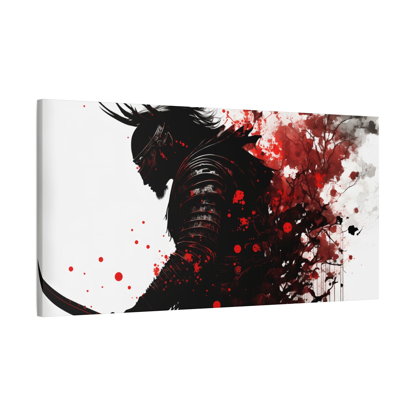 Samurai Art Canvas Print - Vibrant Red & Black Home Wall Decor