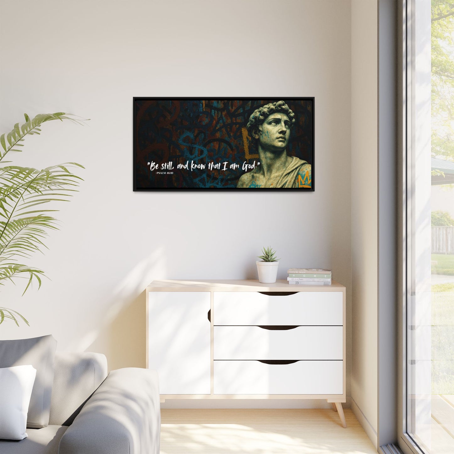 "Be Still and Know" – Psalm 46:10 Graffiti-Inspired Statue Wall Art