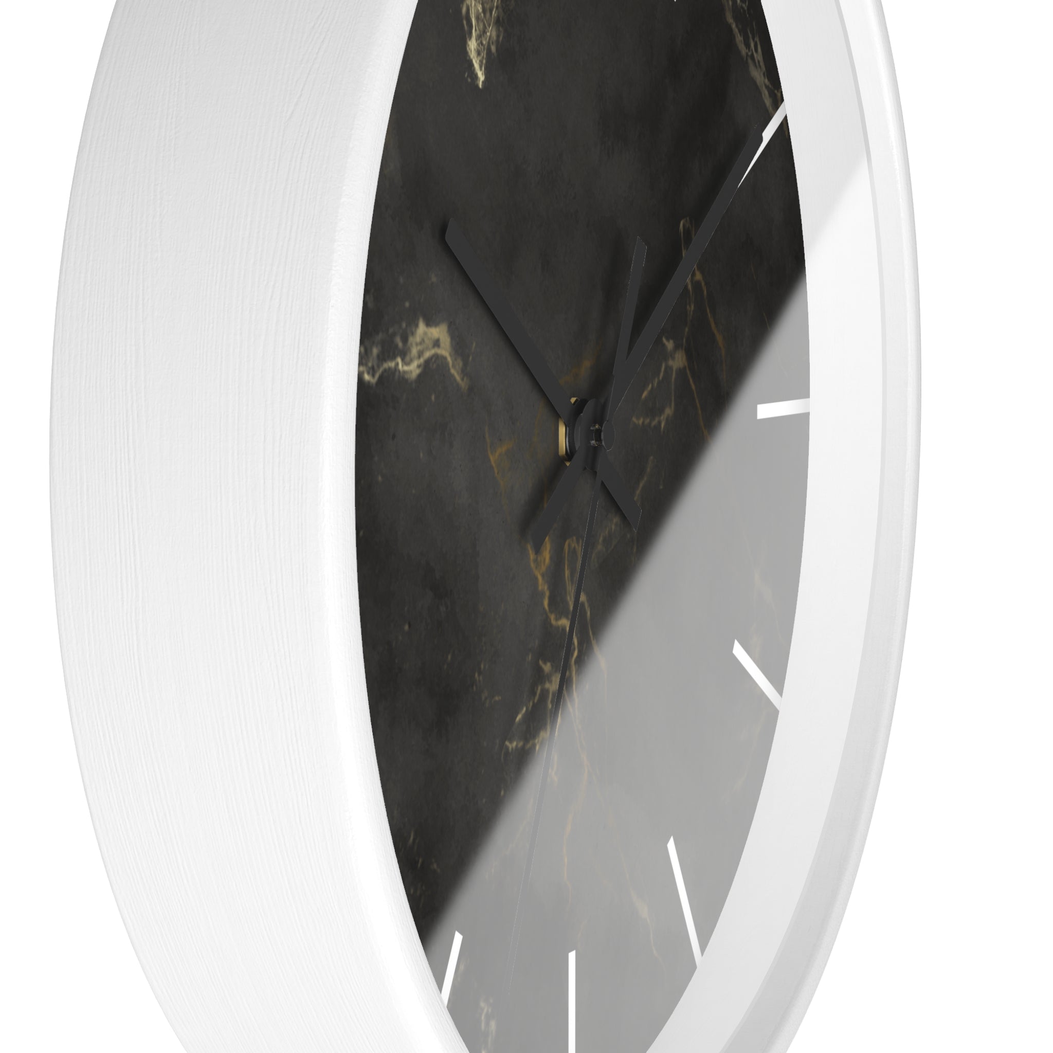 Luxury Black Marble Wall Clock – Sleek Minimalist Home Décor with Gold Vein Accents