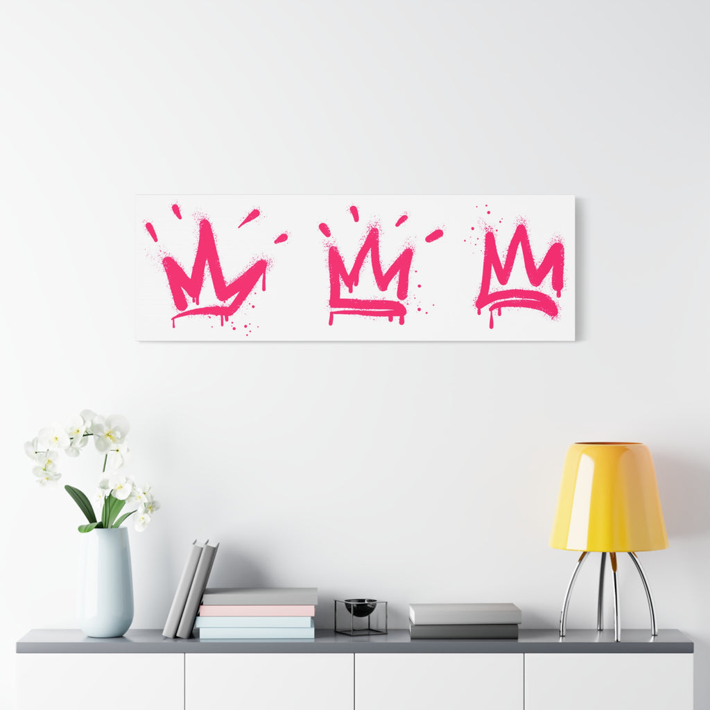 Pink Graffiti Crown Wall Art – Spray-Painted Urban Canvas Print for Street Style Decor and Pop Art Interiors