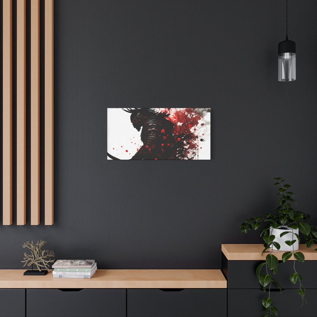 Samurai Art Canvas Print - Vibrant Red & Black Home Wall Decor