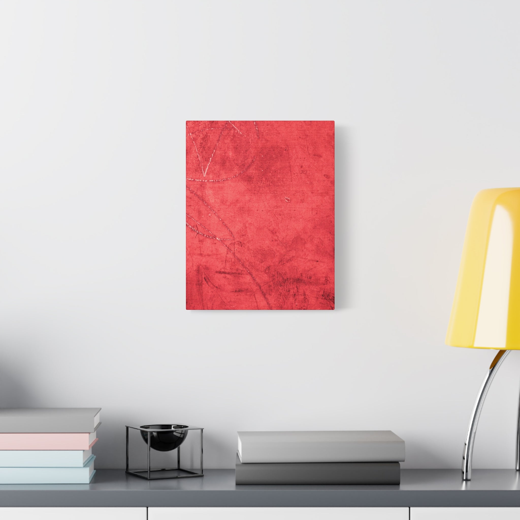 Red Grunge Texture Wall Art – Industrial Abstract Canvas Print with Scratched Surface for Bold Modern Spaces