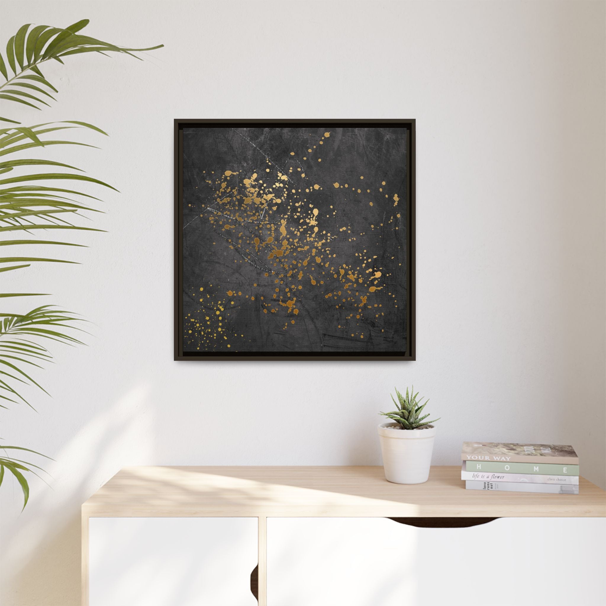 Elegant Gold Splash Canvas Art | Modern Home Decor, Wall Art, Framed Artwork, Living Room Accent, Gift Idea