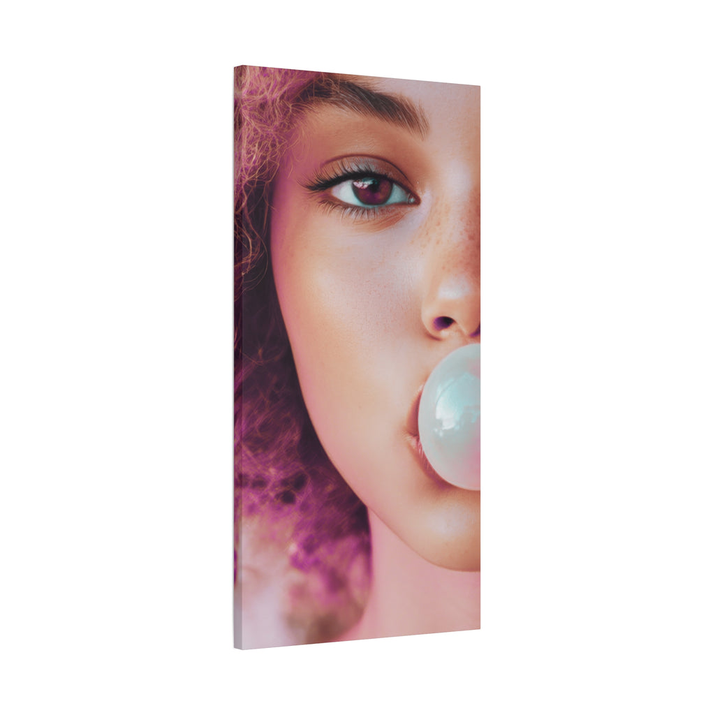 Bold Pink Pop Art Wall Art – Vibrant Fashion Canvas Print Featuring Bubblegum & Curly Hair Aesthetic