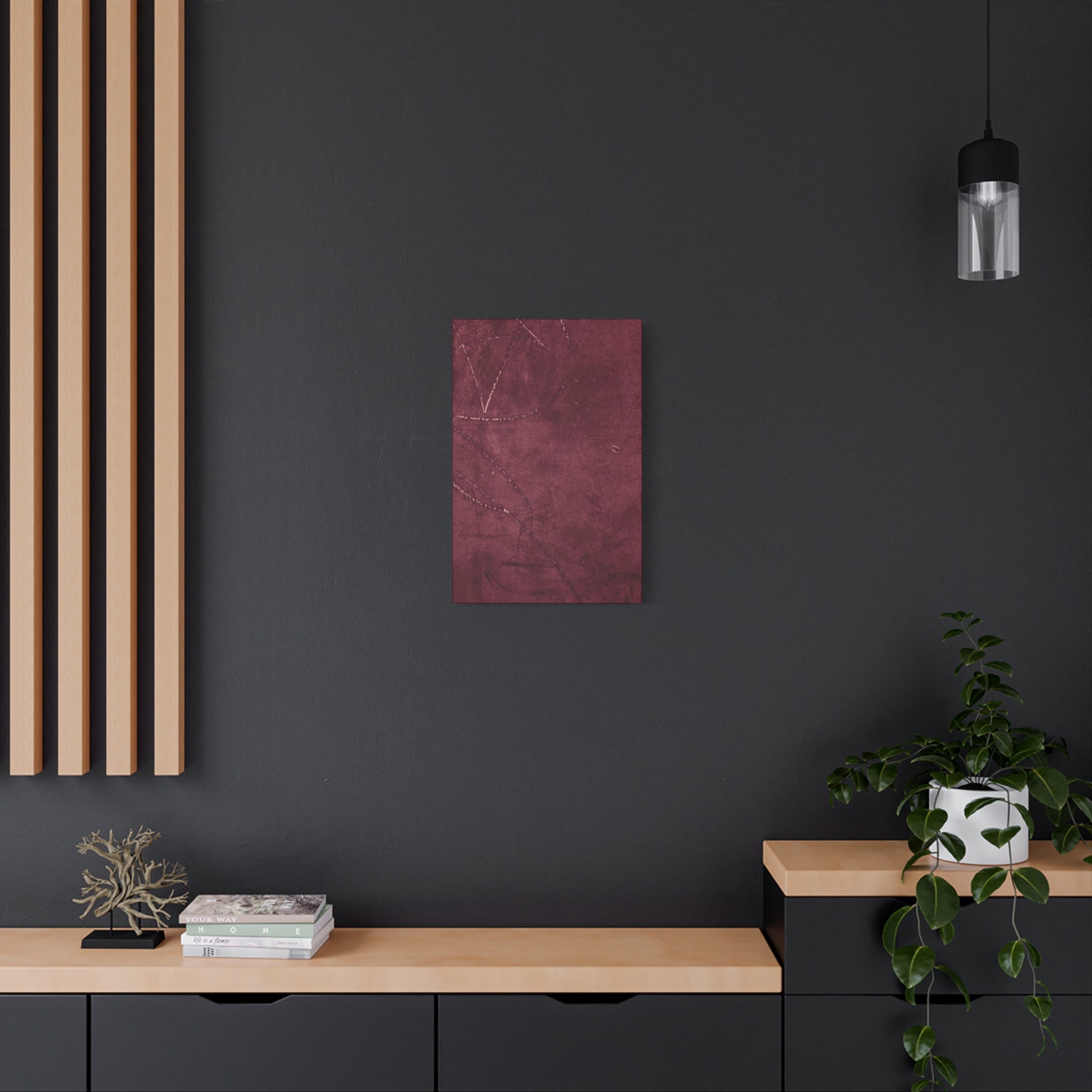 Modern Abstract Wall Art Canvas Print - Matte Burgundy Design