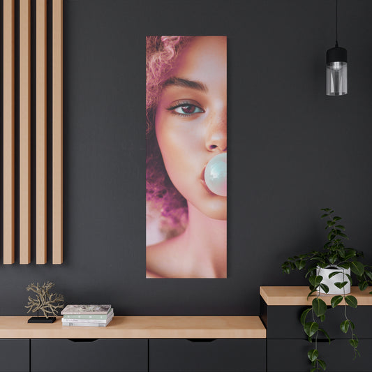 Bold Pink Pop Art Wall Art – Vibrant Fashion Canvas Print Featuring Bubblegum & Curly Hair Aesthetic