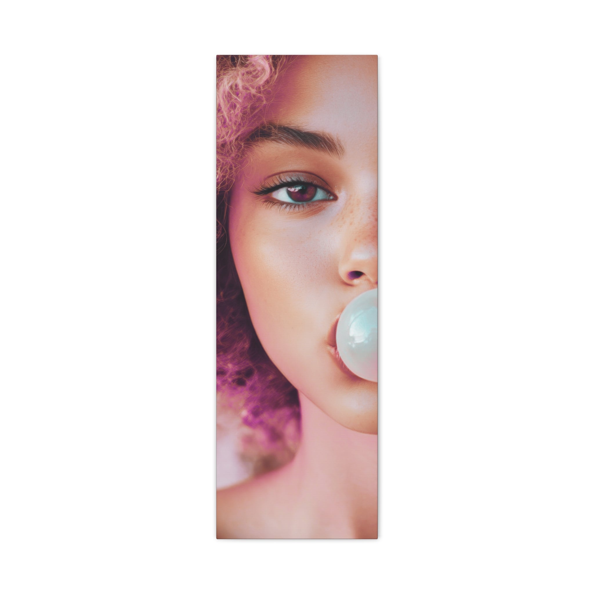Bold Pink Pop Art Wall Art – Vibrant Fashion Canvas Print Featuring Bubblegum & Curly Hair Aesthetic