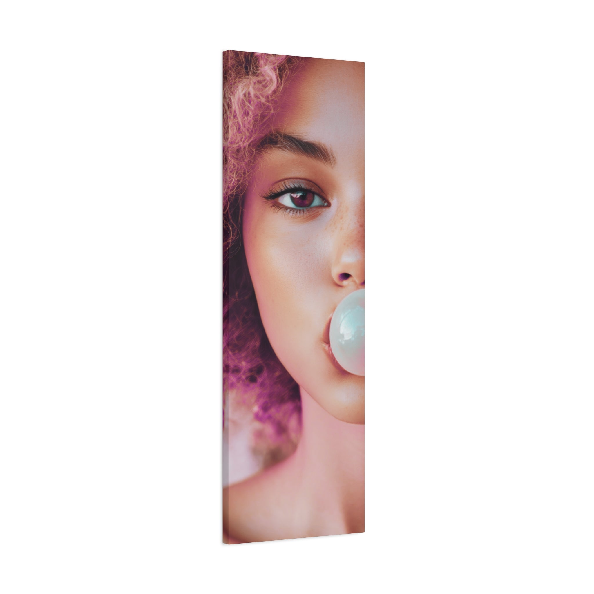 Bold Pink Pop Art Wall Art – Vibrant Fashion Canvas Print Featuring Bubblegum & Curly Hair Aesthetic