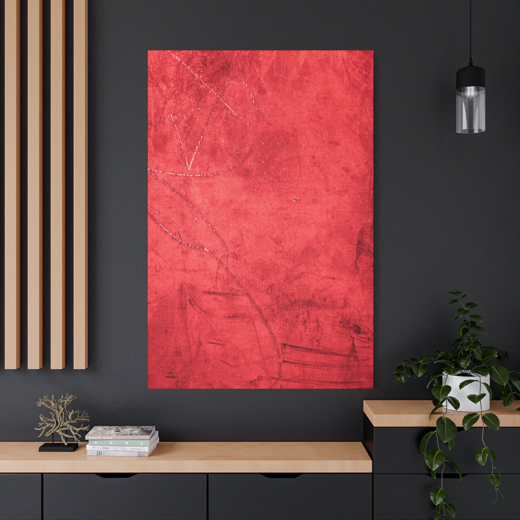 Red Grunge Texture Wall Art – Industrial Abstract Canvas Print with Scratched Surface for Bold Modern Spaces