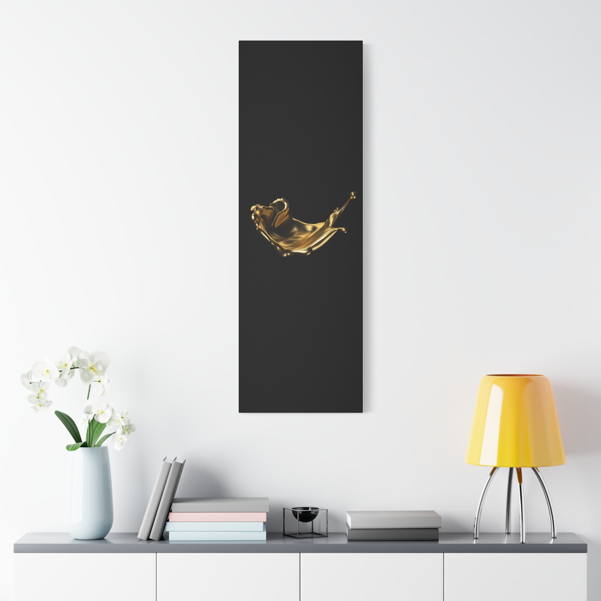 Golden Splash Art Canvas - Modern Black Decor for Stylish Homes