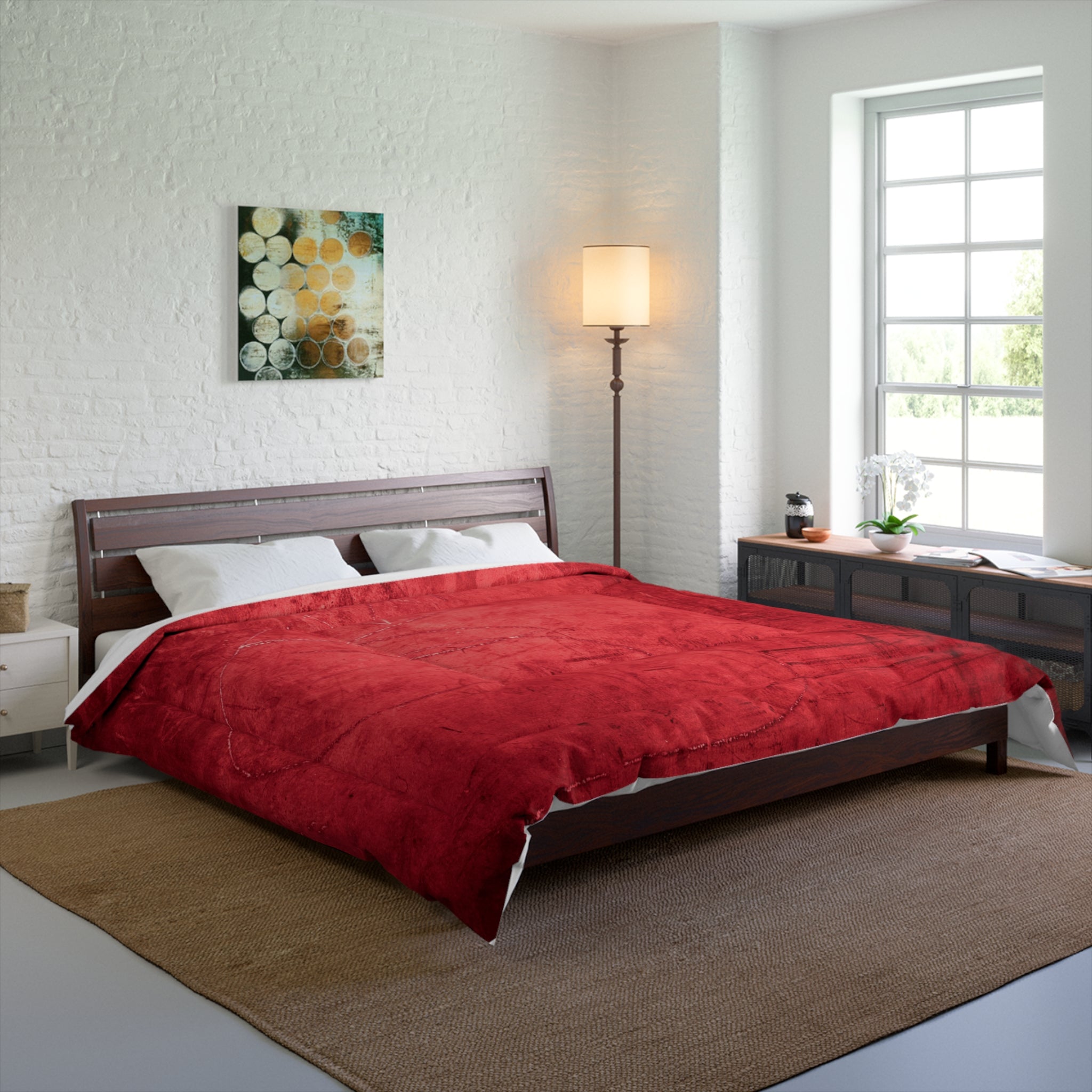 Luxurious Red Grunge Comforter – Bold Urban-Inspired Bedding for Modern Bedrooms