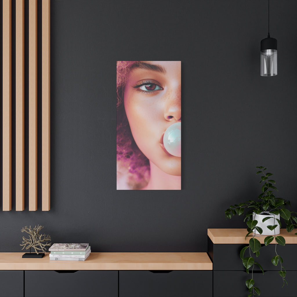 Bold Pink Pop Art Wall Art – Vibrant Fashion Canvas Print Featuring Bubblegum & Curly Hair Aesthetic