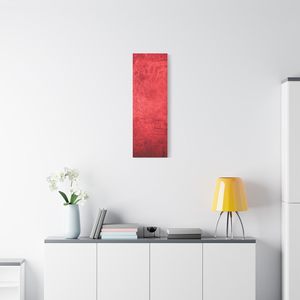 Red Grunge Texture Wall Art – Industrial Abstract Canvas Print with Scratched Surface for Bold Modern Spaces