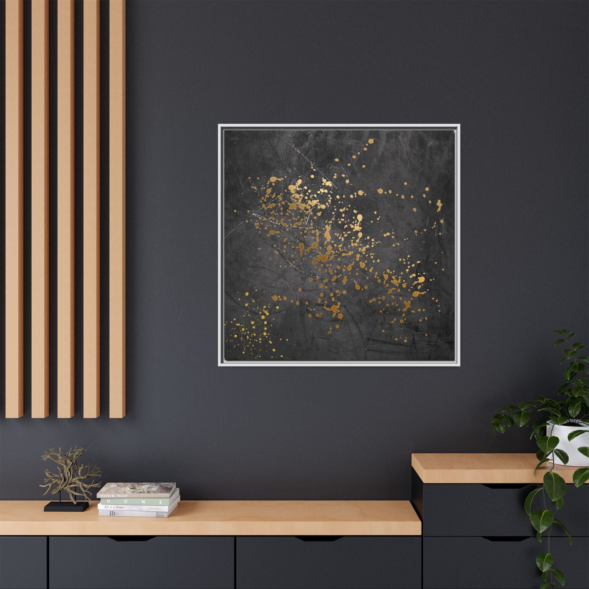 Elegant Gold Splash Canvas Art | Modern Home Decor, Wall Art, Framed Artwork, Living Room Accent, Gift Idea