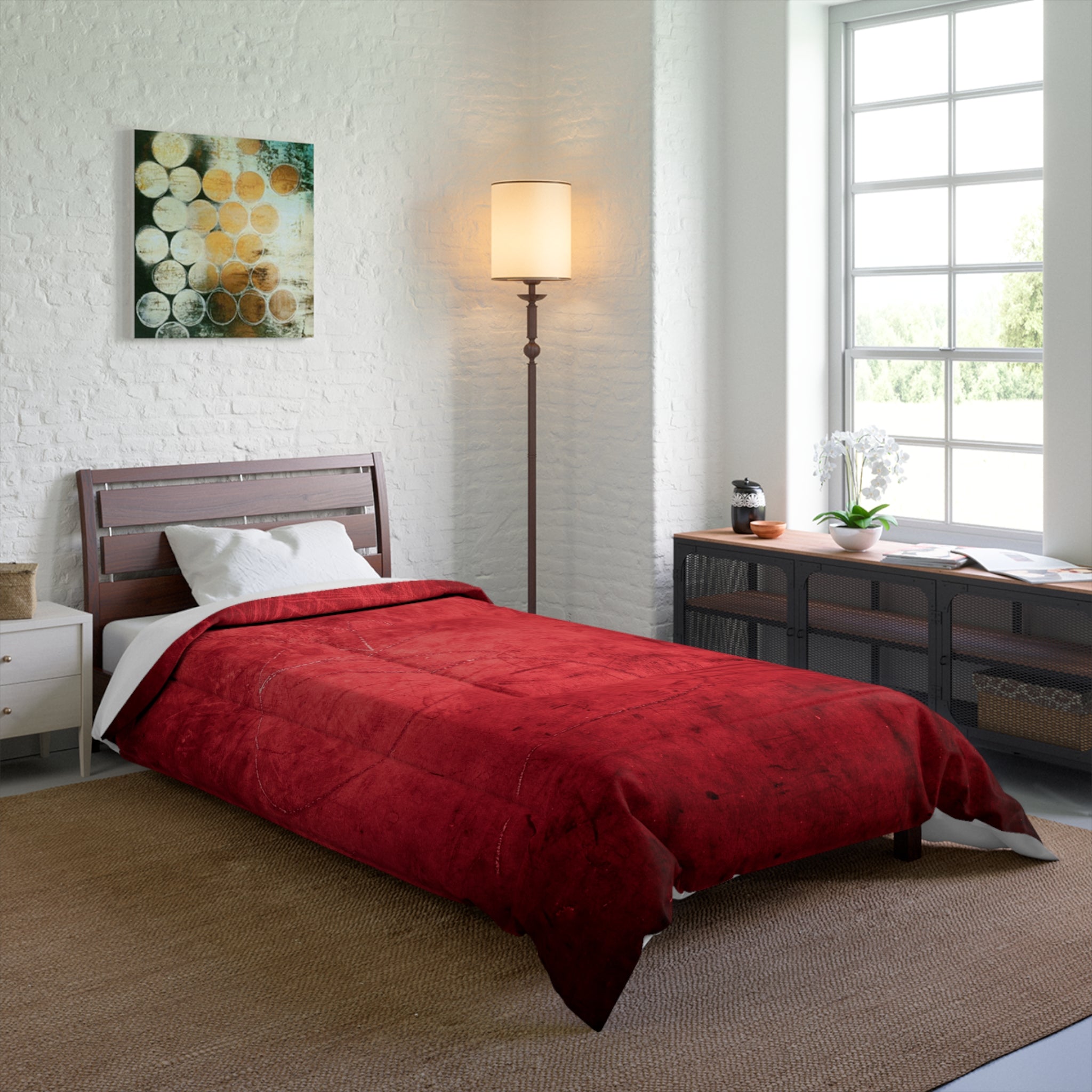 Luxurious Red Grunge Comforter – Bold Urban-Inspired Bedding for Modern Bedrooms