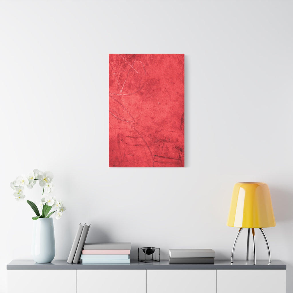 Red Grunge Texture Wall Art – Industrial Abstract Canvas Print with Scratched Surface for Bold Modern Spaces