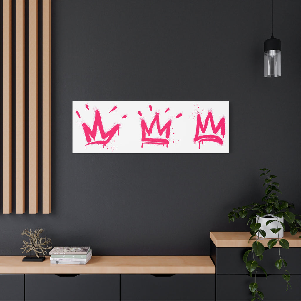 Pink Graffiti Crown Wall Art – Spray-Painted Urban Canvas Print for Street Style Decor and Pop Art Interiors