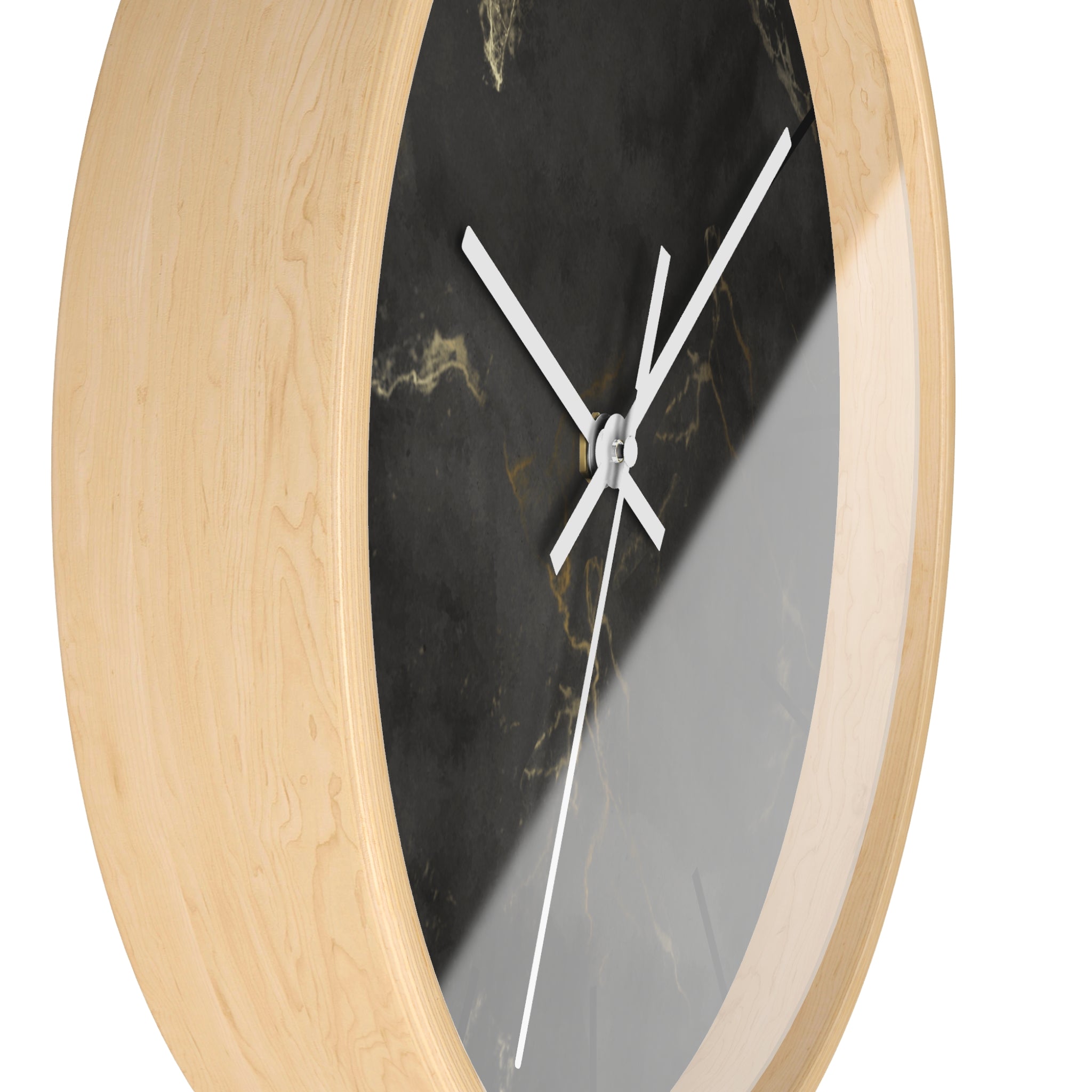 Luxury Black Marble Wall Clock – Sleek Minimalist Home Décor with Gold Vein Accents