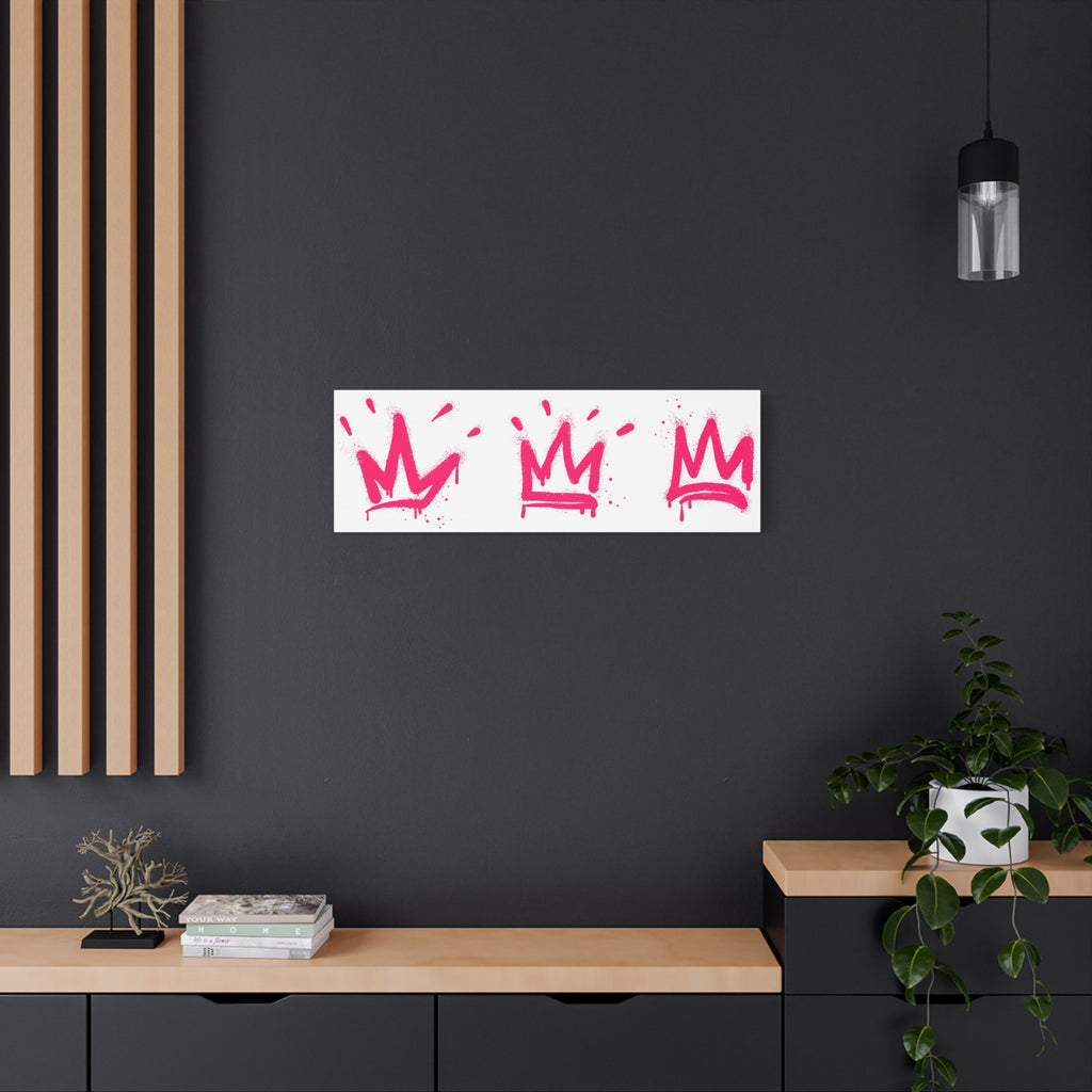 Pink Graffiti Crown Wall Art – Spray-Painted Urban Canvas Print for Street Style Decor and Pop Art Interiors