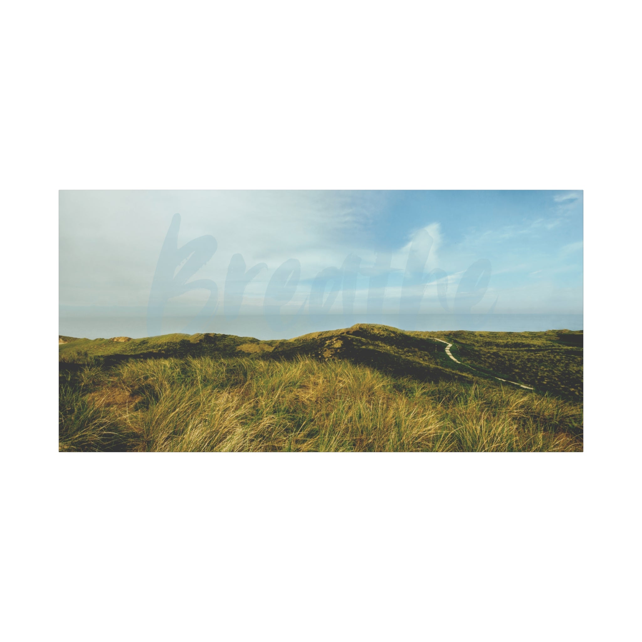 Breathe Motivational Landscape Wall Art – Tranquil Nature Canvas Print for Mindfulness, Meditation, and Home Décor