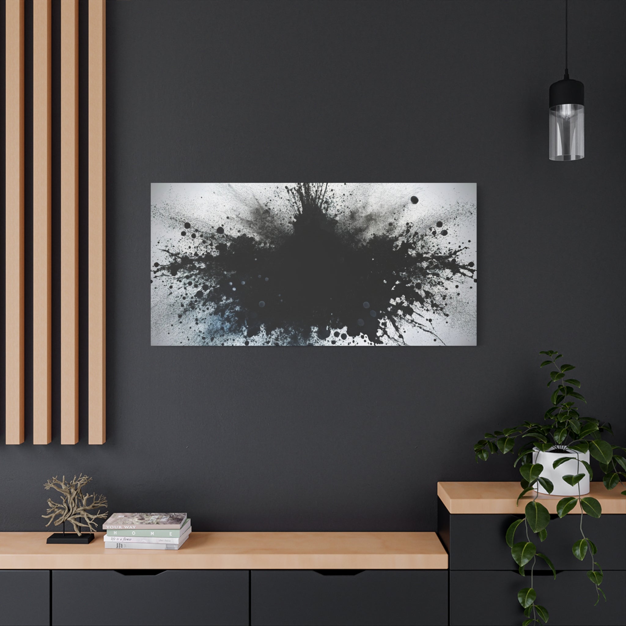 Abstract Ink Splash Wall Art, Modern Decor for Home, Office, Art Lovers, Black and White Canvas Print, Artistic Gift Idea