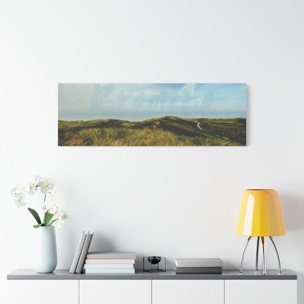 Breathe Motivational Landscape Wall Art – Tranquil Nature Canvas Print for Mindfulness, Meditation, and Home Décor