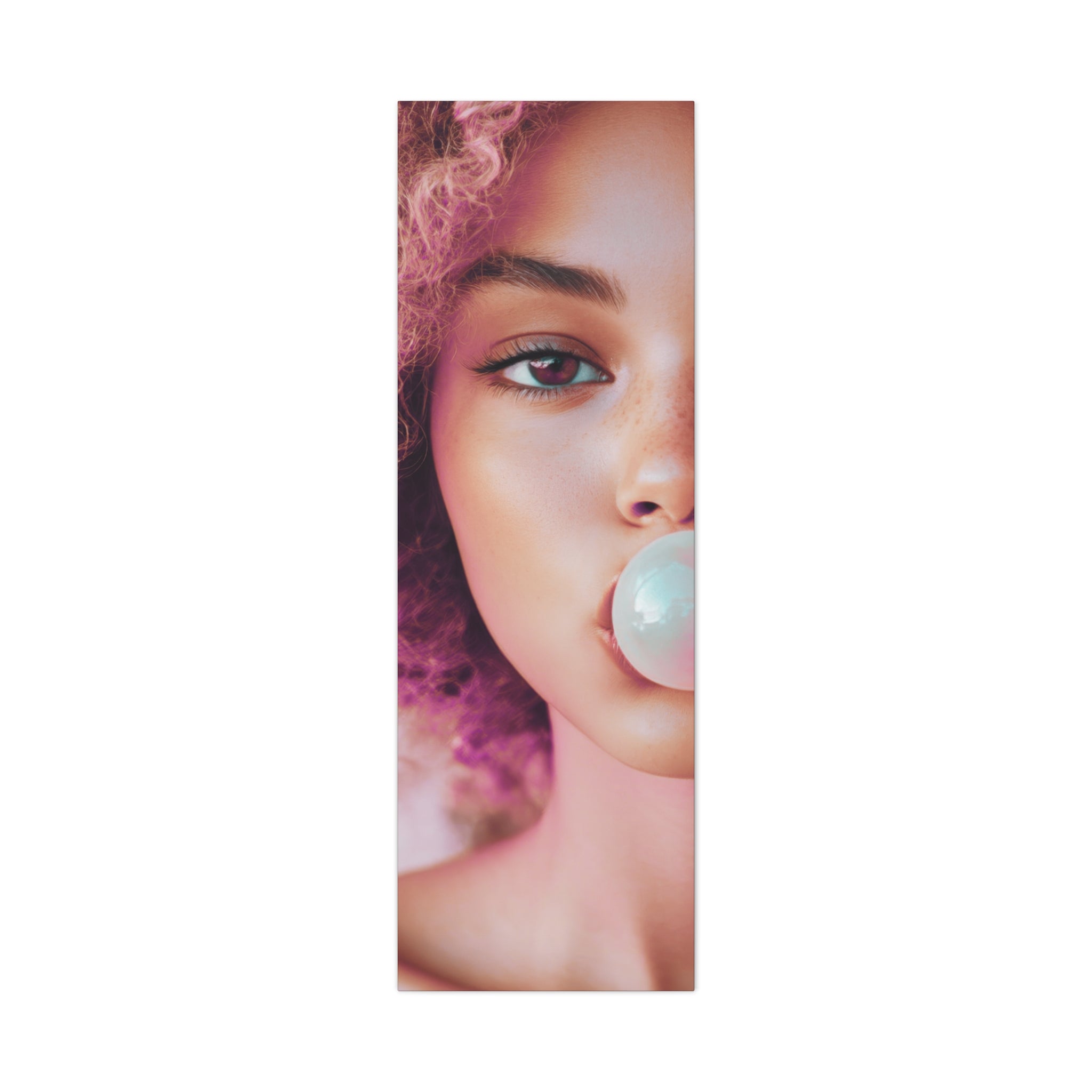 Bold Pink Pop Art Wall Art – Vibrant Fashion Canvas Print Featuring Bubblegum & Curly Hair Aesthetic