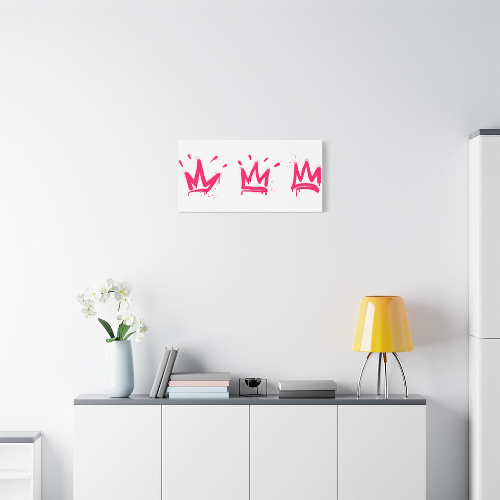 Pink Graffiti Crown Wall Art – Spray-Painted Urban Canvas Print for Street Style Decor and Pop Art Interiors