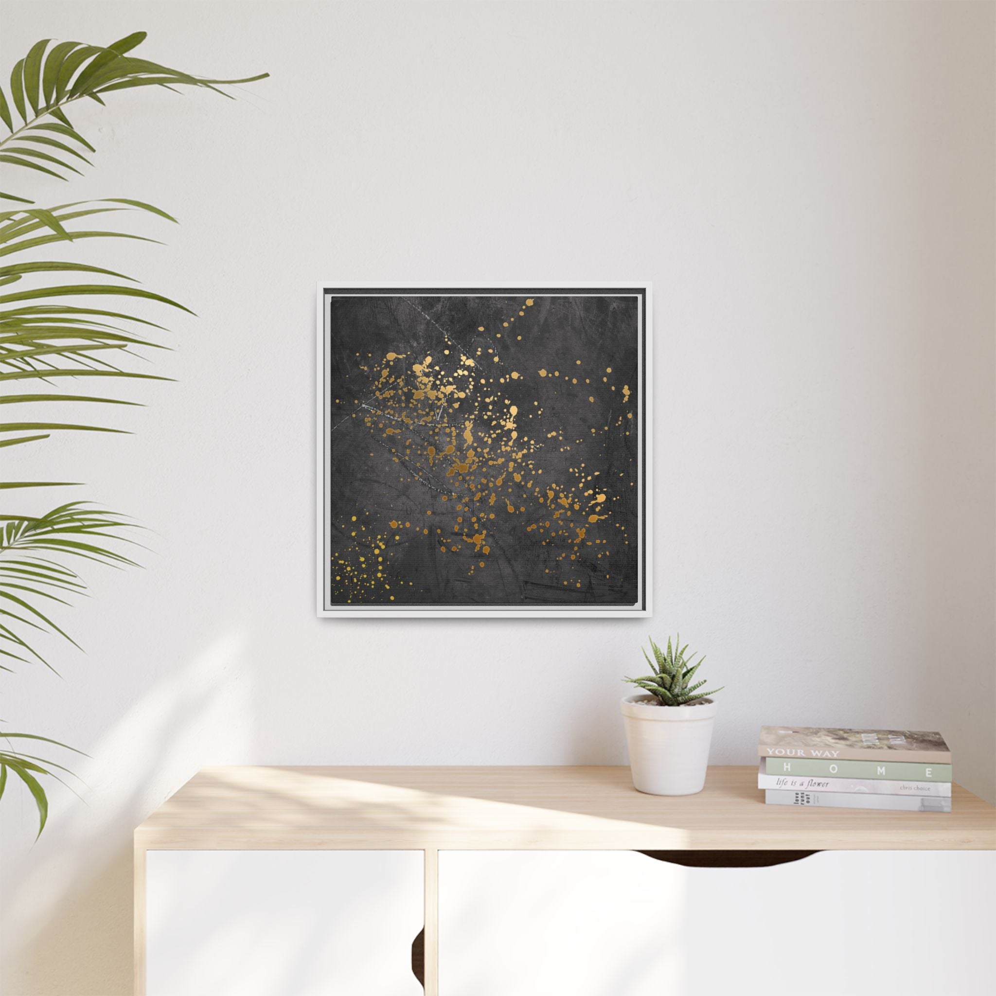 Elegant Gold Splash Canvas Art | Modern Home Decor, Wall Art, Framed Artwork, Living Room Accent, Gift Idea