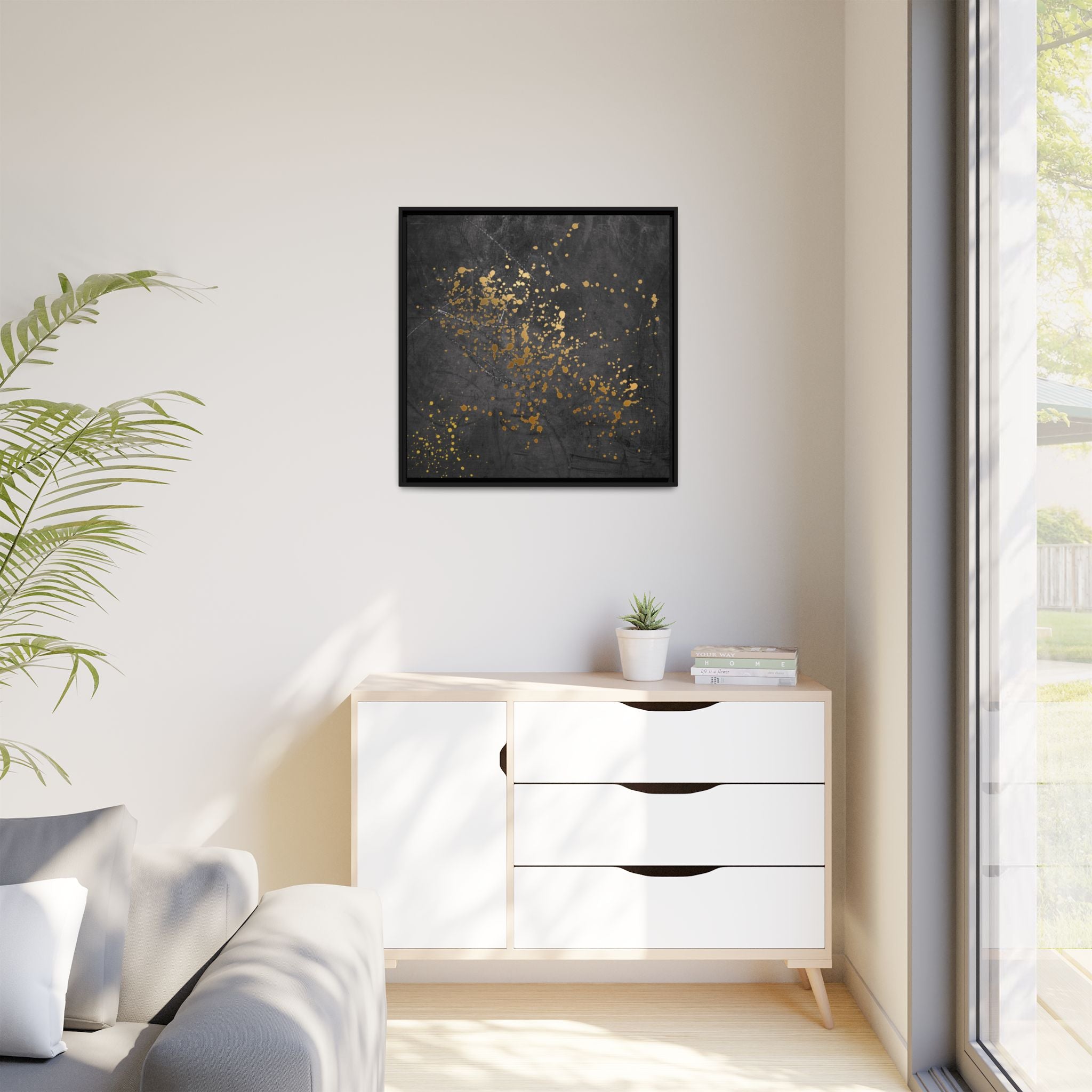 Elegant Gold Splash Canvas Art | Modern Home Decor, Wall Art, Framed Artwork, Living Room Accent, Gift Idea