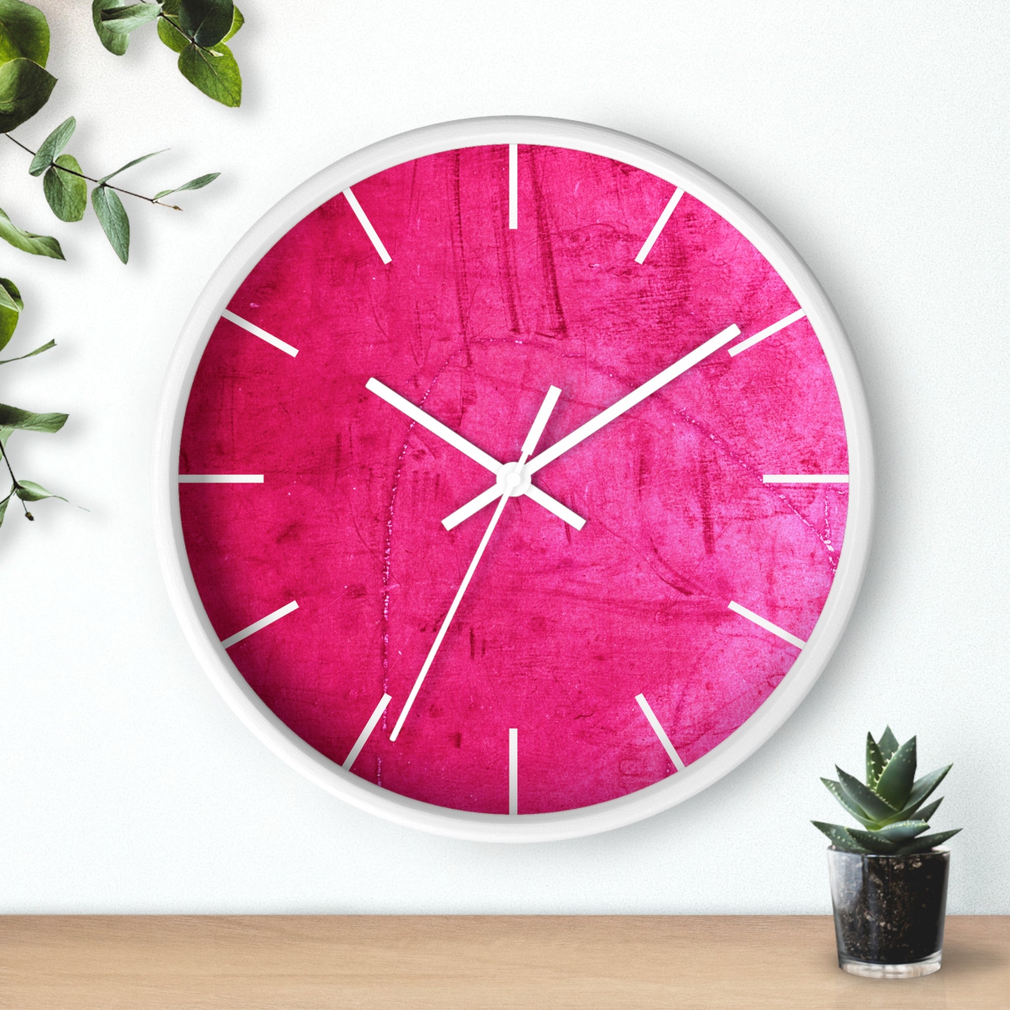 Hot Pink Grunge Acrylic Wall Clock – Modern Bold Accent for Creative Interiors