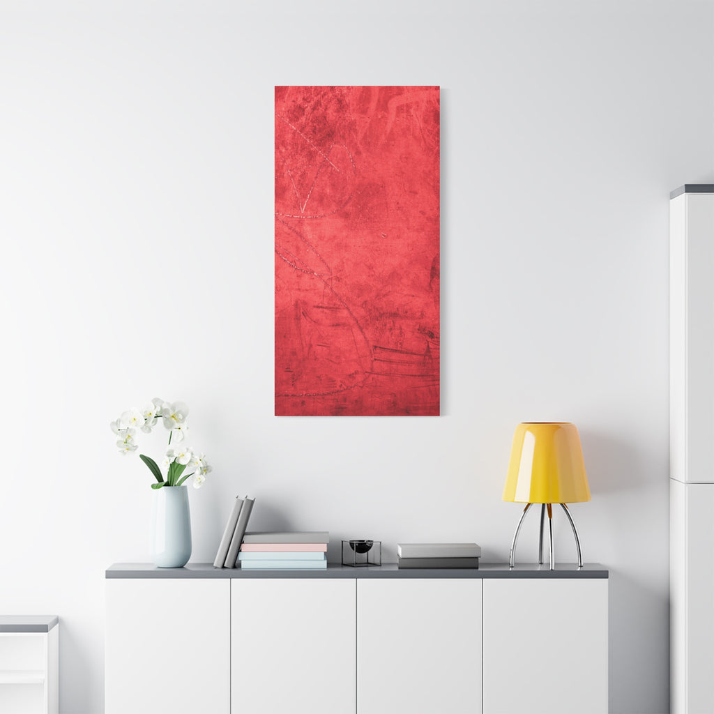 Red Grunge Texture Wall Art – Industrial Abstract Canvas Print with Scratched Surface for Bold Modern Spaces