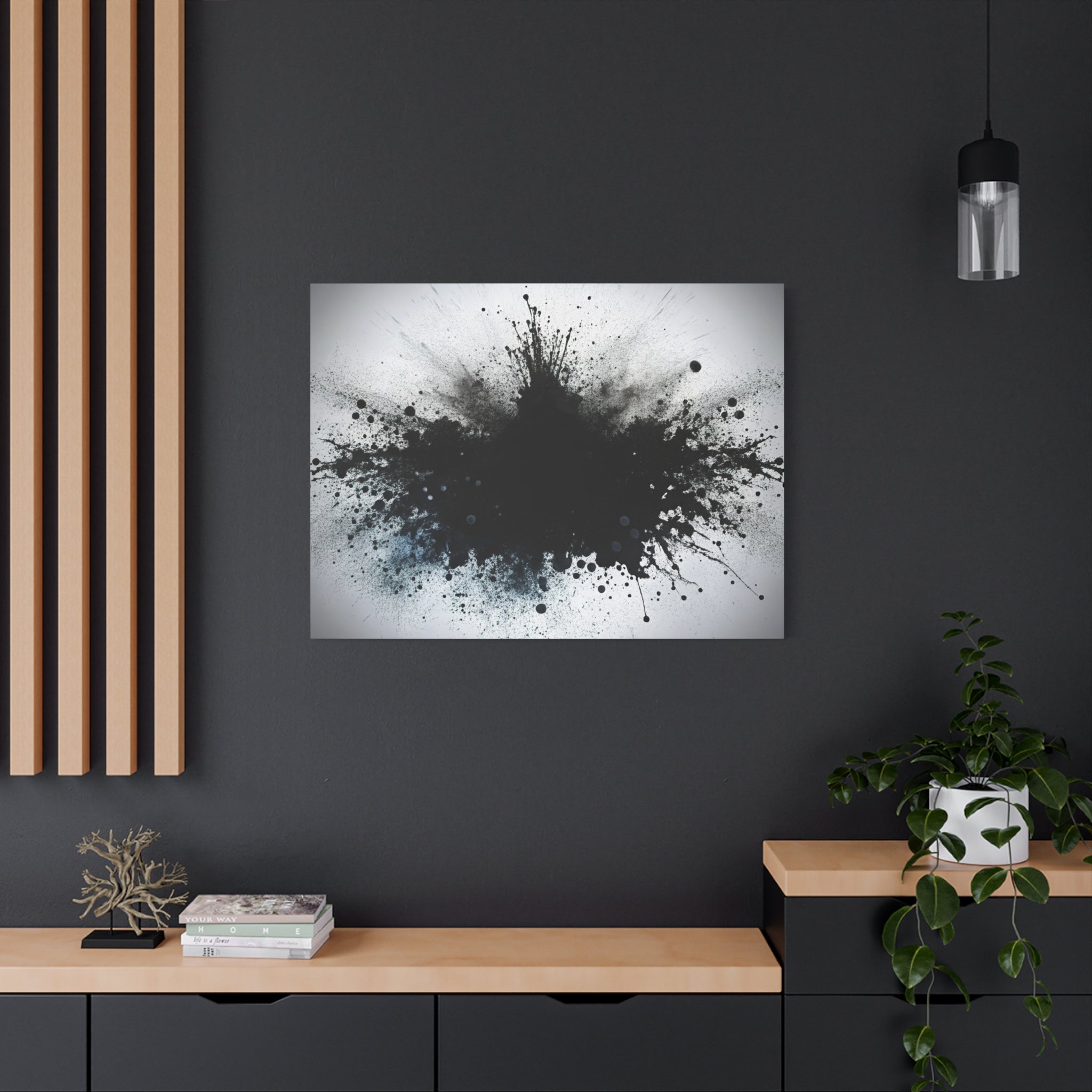 Abstract Ink Splash Wall Art, Modern Decor for Home, Office, Art Lovers, Black and White Canvas Print, Artistic Gift Idea